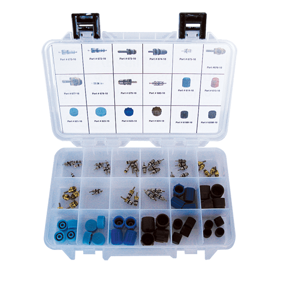 61655 Universal Valve Core and Cap Assortment - Supercool Professional AC Products
