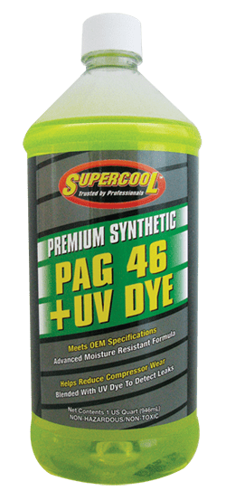 P46-32D (6 Pack) R-134a PAG 46 Compressor Oil + UV Dye 32oz. (1L) - Supercool Professional AC Products