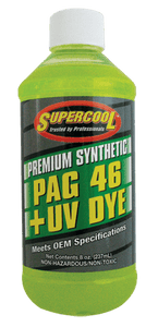 P46-8D (6 Pack) R-134a PAG 46 Compressor Oil + UV Dye 8oz. (237 ml) - Supercool Professional AC Products